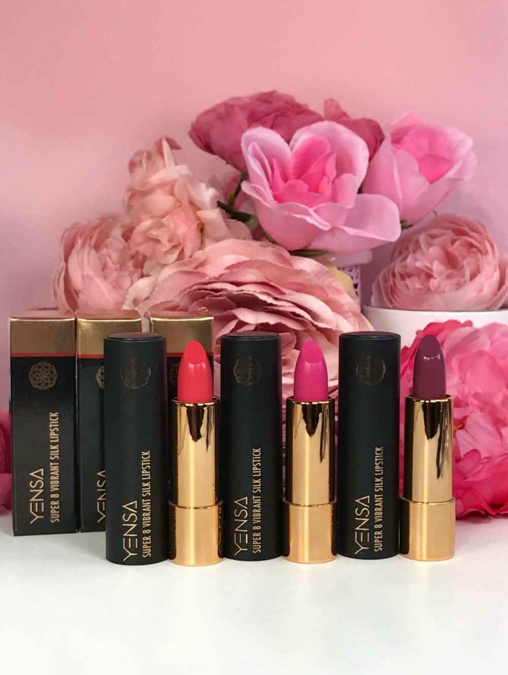 YENSA Super 8 Vibrant Silk Lipstick BUNDLE of 3: Charm, Noble, Confidence *BNIB